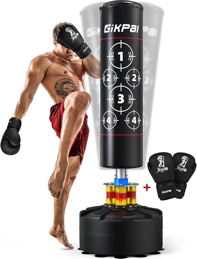 GIKPAL Freestanding Punching Bag with Boxing Gloves, Heavy Boxing Bag with Stand for Adult Kids, Kickboxing Bag for MMA Martial Arts Boxing Traning
